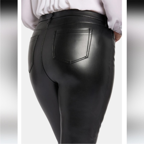 NYDJ Black Faux Leather Marilyn Straight Leg Pants Sculp-Her 
Jeans 16 - Picture 15 of 16
